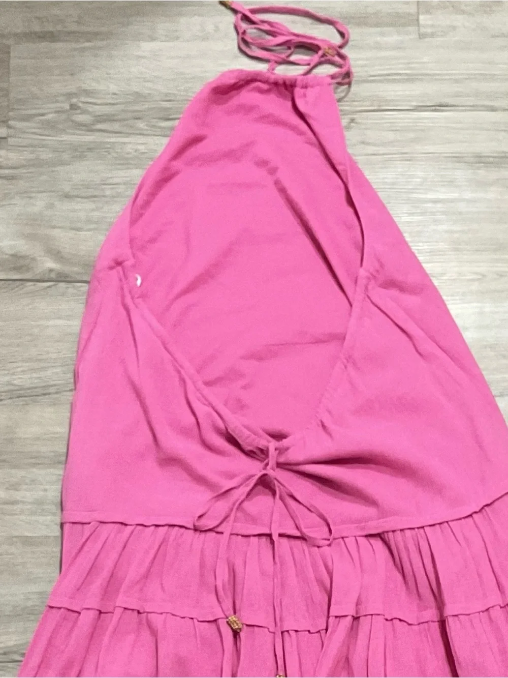 Free People Somewhere Sunny Open-Back Tiered Halter Midi Dress Size Medium NWT - Picture 6 of 14